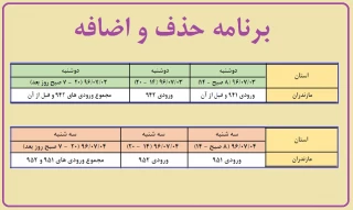 برنامه حذف و اضافه نیمسال اول  سال تحصیلی 97-96